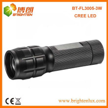 Fábrica Venta al por mayor CE ROHS Material de aluminio negro 3w cree cabeza zoom ajustable Zoom Led linterna antorcha Made in China